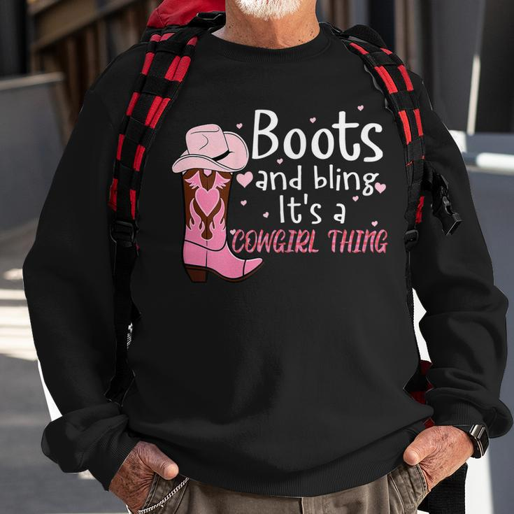 Funny Cowgirl Boots Bling For Girls Cute Love Country Life Sweatshirt Gifts for Old Men