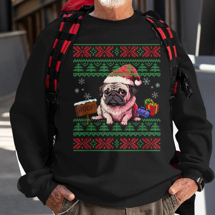 Dog Lovers Cute Pug Santa Hat Ugly Christmas Sweater Sweatshirt Gifts for Old Men