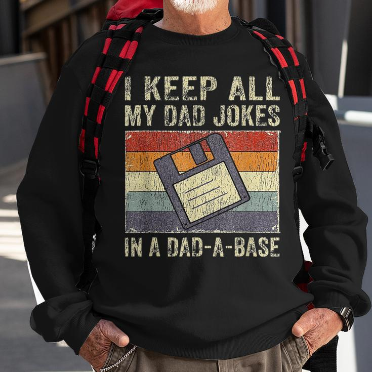 Funny Fathers Day Daddy Jokes In Dad-A-Base Vintage Retro Sweatshirt Gifts for Old Men