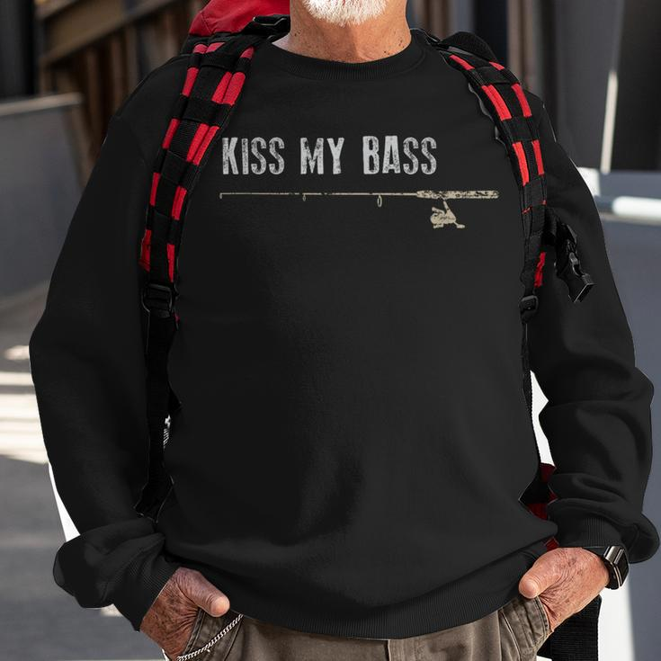 Fishing Kiss My Bass Fish Father's Day Sweatshirt Gifts for Old Men