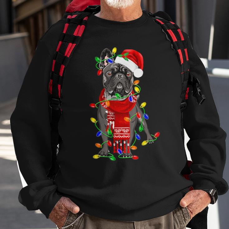 French Bulldog Dog Tree Christmas Lights Xmas Pajama Sweatshirt Gifts for Old Men