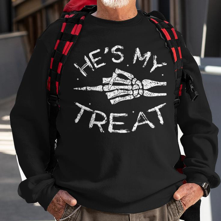 He's My Treat Skeleton Halloween Couples Easy Costume Sweatshirt Gifts for Old Men