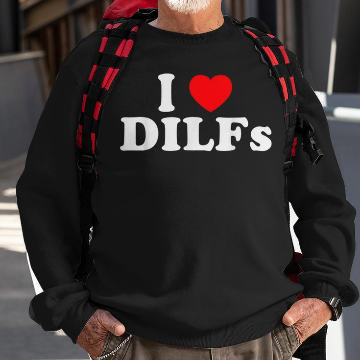 I Love Dilfs I Heart Dilfs Red Heart Cool Sweatshirt Gifts for Old Men