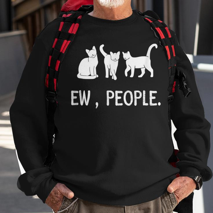 Funny Meow Kitty Black Cat Funny Ew People Meowy Cat Lovers Sweatshirt Gifts for Old Men