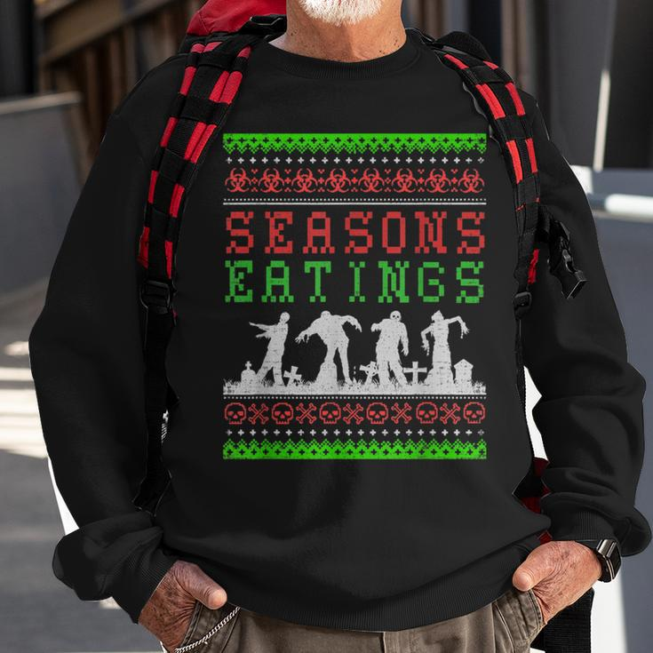 Seasons Eatings Zombie Ugly Christmas Sweater Sweatshirt Gifts for Old Men