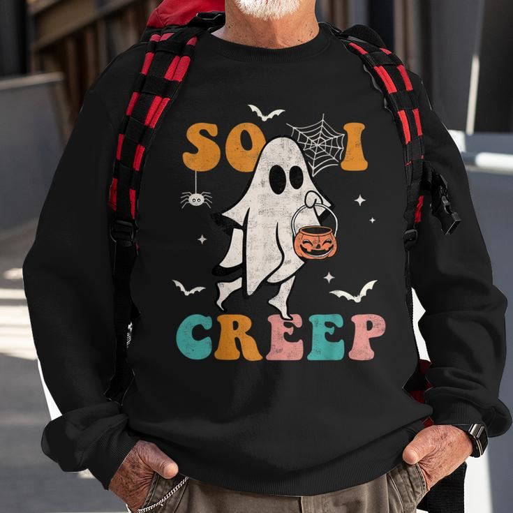So I Creep Retro Halloween Spooky Ghost Sweatshirt Gifts for Old Men