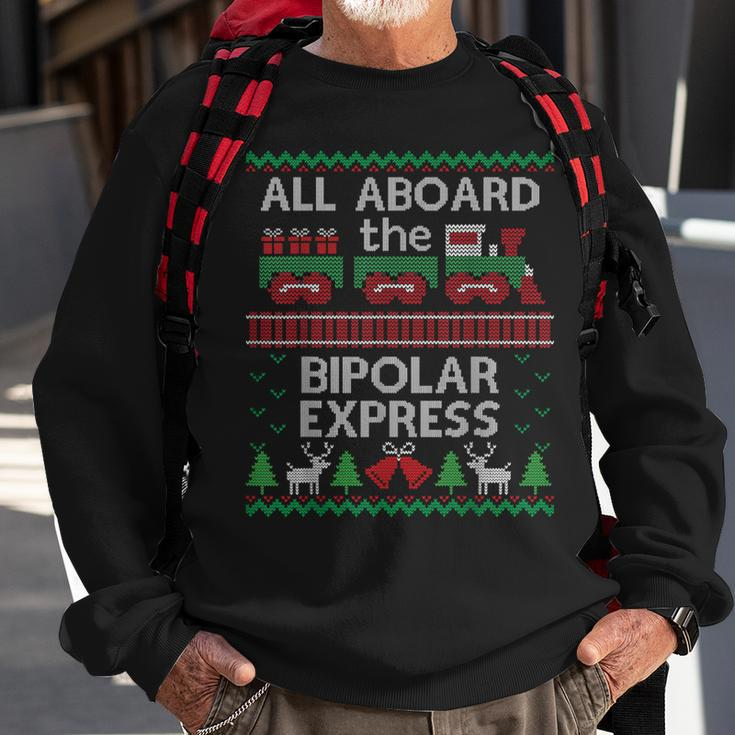 Ugly Sweater Bipolar Express Christmas Train Sweatshirt Gifts for Old Men