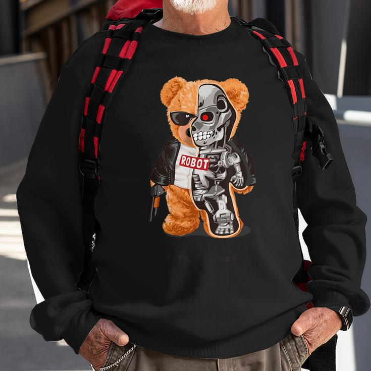Future Is Now - Teddy Bear Robot Sweatshirt Gifts for Old Men