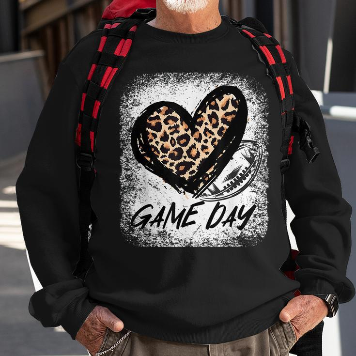 Game Day Football Leopard Print Heart Style Football Lovers Sweatshirt Gifts for Old Men