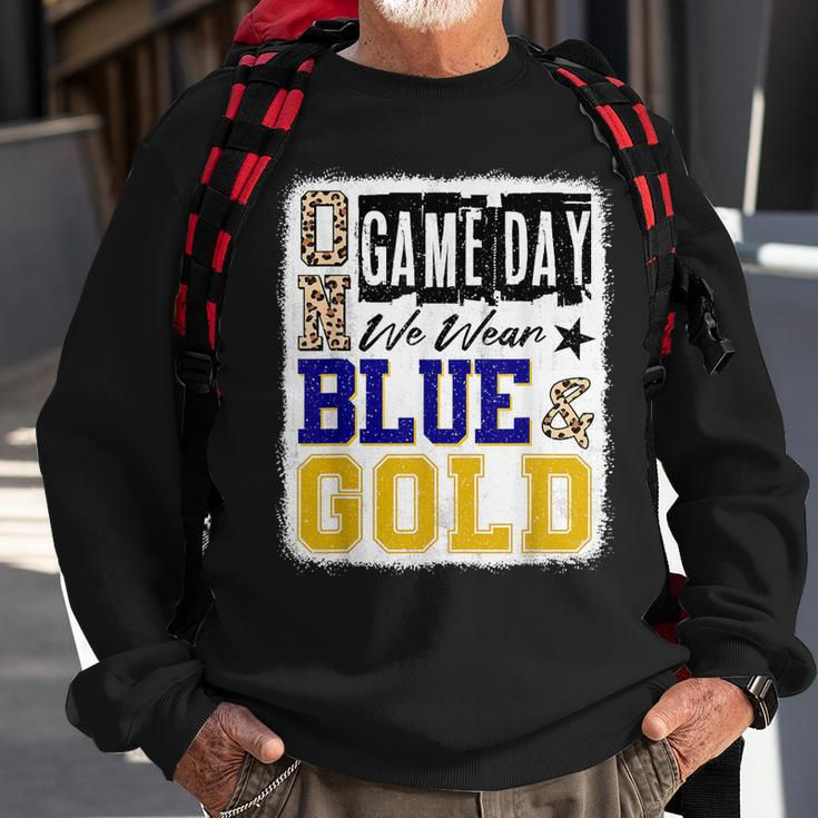 On Gameday Football We Wear Blue And Gold School Spirit Sweatshirt Gifts for Old Men