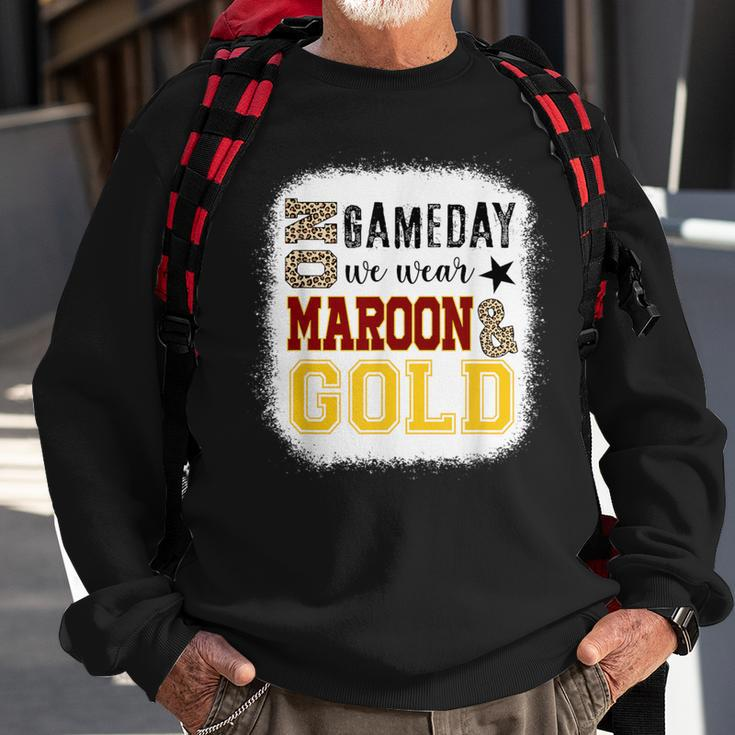 On Gameday Football We Wear Maroon And Gold Leopard Print Sweatshirt Gifts for Old Men
