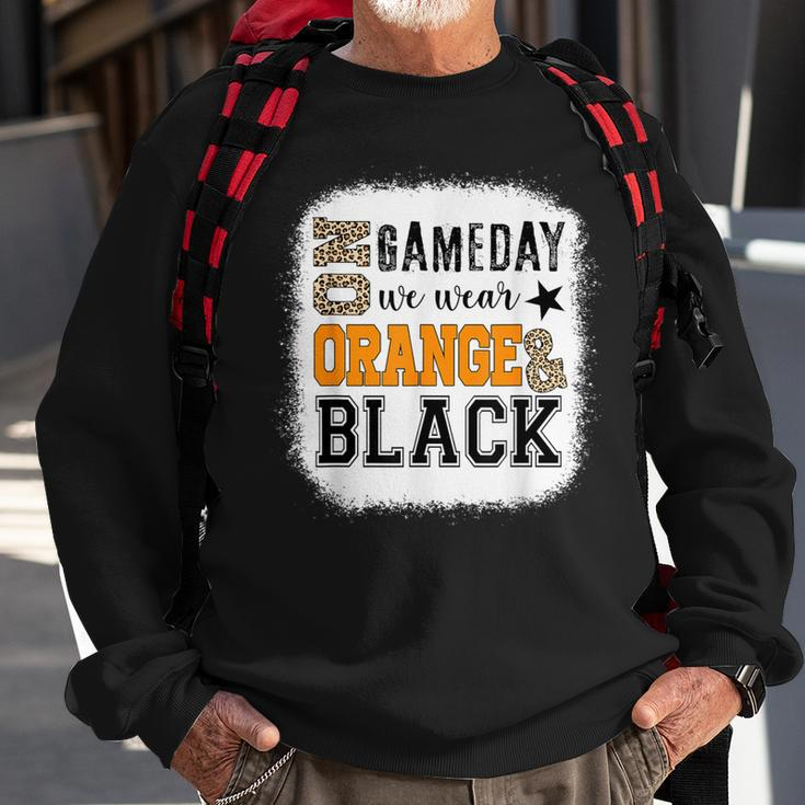 On Gameday Football We Wear Orange And Black Leopard Print Sweatshirt Gifts for Old Men