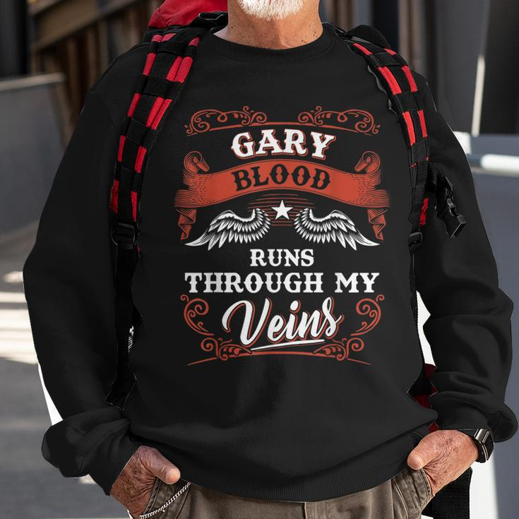 Gary Blood Runs Through My Veins Family Christmas Sweatshirt Gifts for Old Men