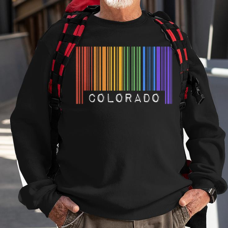 Gay Queer Barcode Pride Colorado Aesthetic Lgbtq Flag Denver Sweatshirt Gifts for Old Men