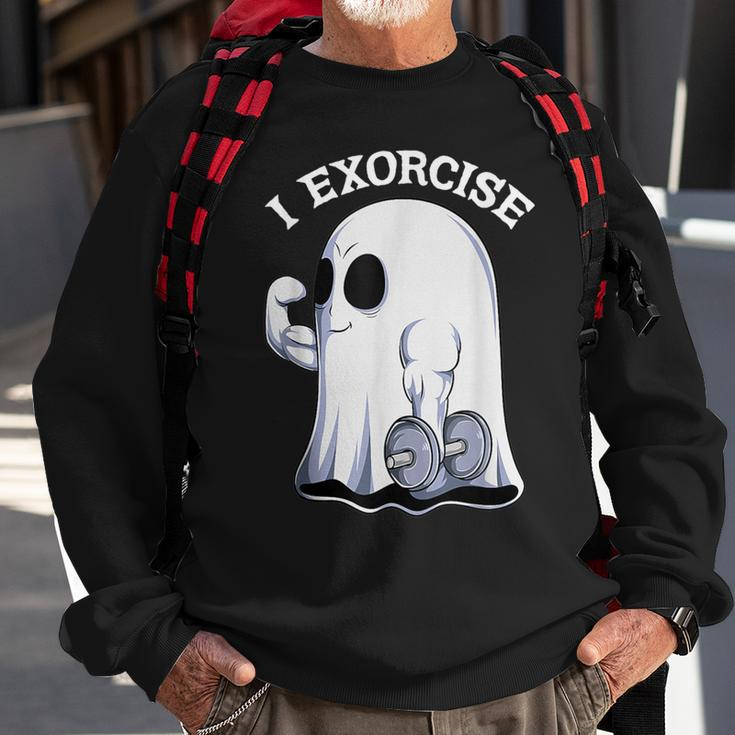 Ghost I Exorcise Gym Exercise Workout Spooky Halloween Sweatshirt Gifts for Old Men