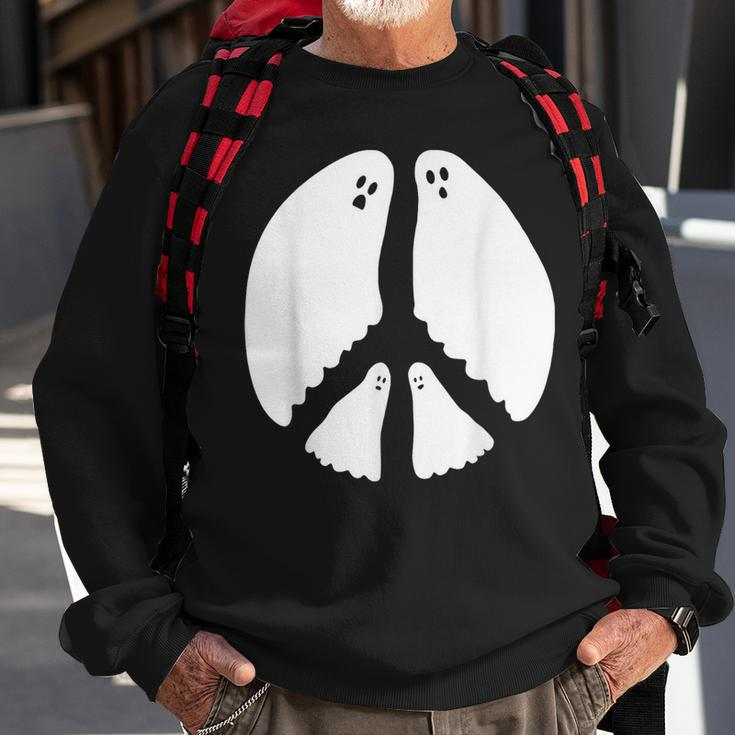 Ghost Peace Sign Sweatshirt Gifts for Old Men