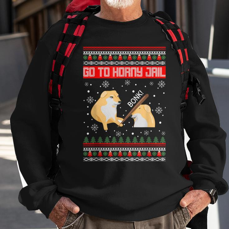Go To Horny Jail Ugly Christmas Sweater Bonk Meme Sweatshirt Gifts for Old Men