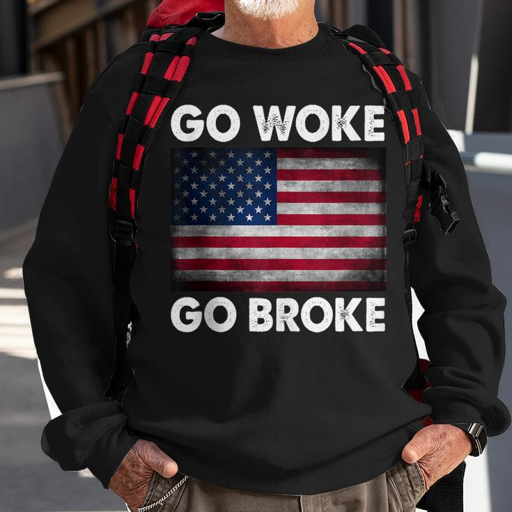 Go Woke Go Broke Sweatshirt Gifts for Old Men