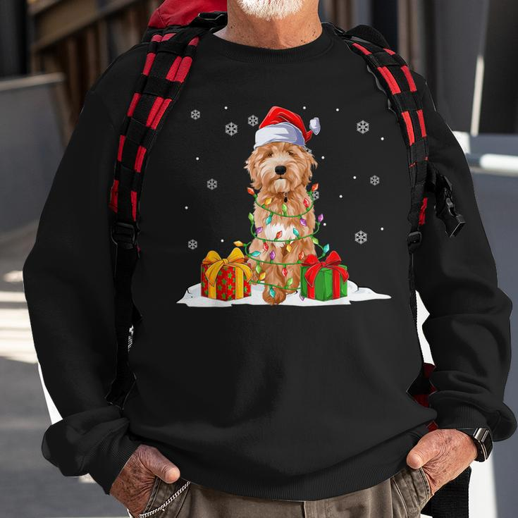 Goldendoodle Santa Christmas Tree Lights Xmas Pajama Dogs Sweatshirt Gifts for Old Men