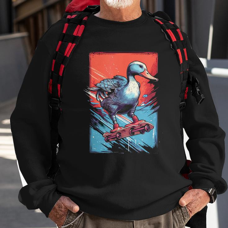 Goose Riding Skateboard Skateboarder Geese Skateboarding Sweatshirt Gifts for Old Men