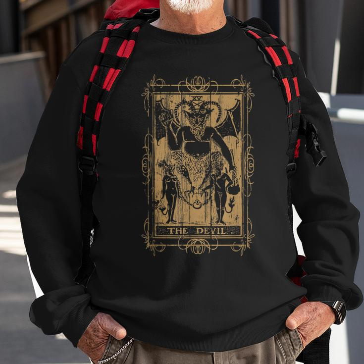 Goth Clothing Tarot Card The Devil Witchy Occult Horror Tarot Sweatshirt Gifts for Old Men