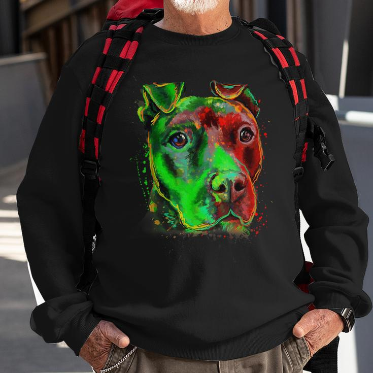 Green Color Pitbull Innocent Face Sweatshirt Gifts for Old Men