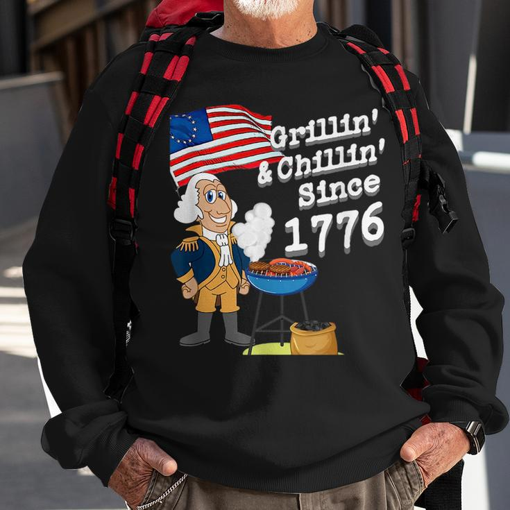 Grillin & Chillin Since 1776 4Th Of July Sweatshirt Gifts for Old Men