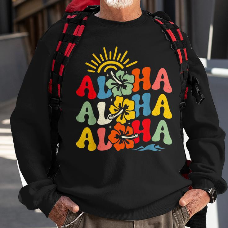 Groovy Aloha Hawaii Hawaiian Beach Summer Vacation Boy Girl Sweatshirt Gifts for Old Men