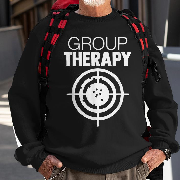 Group Therapy Target Practice Shooting Range Humor Gun Lover Sweatshirt Gifts for Old Men
