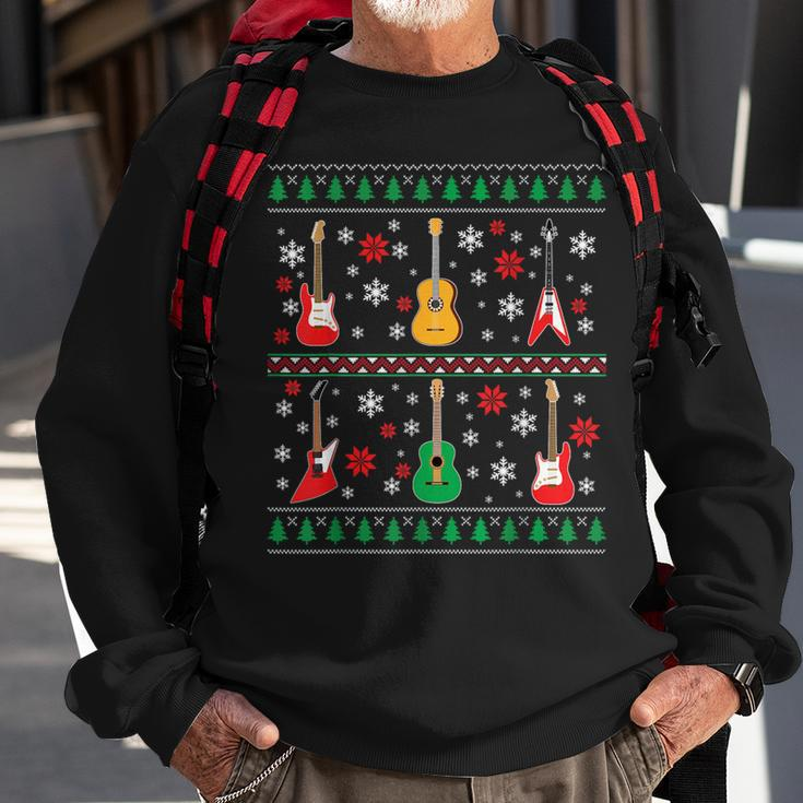 Guitar Ugly Christmas Sweater Guitar Lovers Guitarists Sweatshirt Gifts for Old Men