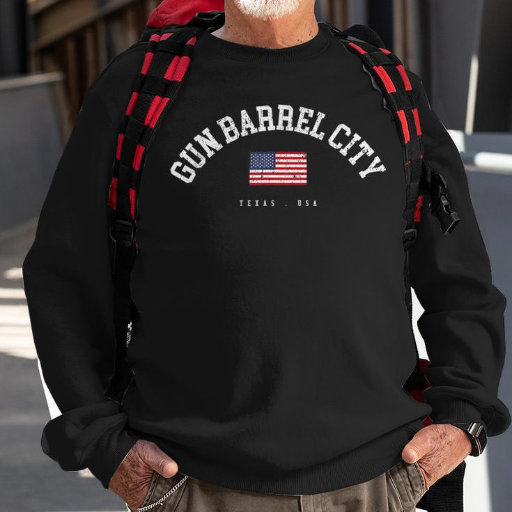 Gun Barrel City Tx Retro American Flag Usa City Name Sweatshirt Gifts for Old Men