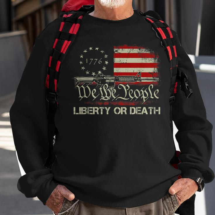 Gun Vintage American Flag Give Me Liberty Or Give Me Death Sweatshirt Gifts for Old Men