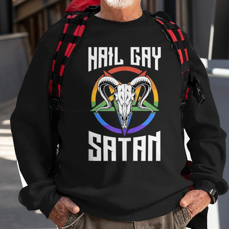 Hail Gay Satan Lgbtq Pride Satanist Pentagram Sweatshirt Gifts for Old Men