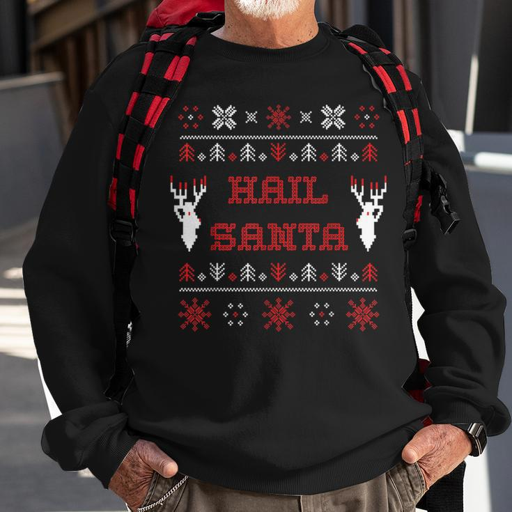Hail Santa Heavy Metal Xmas Ugly Holiday Sweater Sweatshirt Gifts for Old Men