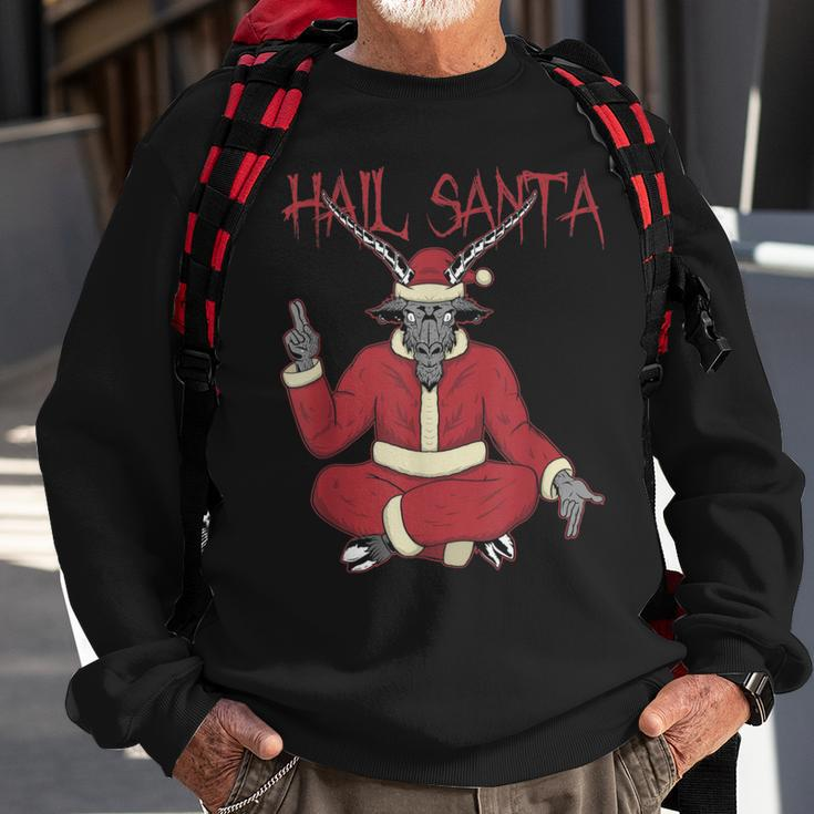 Hail Santa Ugly Christmas Sweater Rock Metal Satan Pentagram Sweatshirt Gifts for Old Men