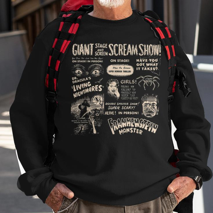 Halloween Horror Movie Scream Show Frankenstein And Dracula Halloween Sweatshirt Gifts for Old Men