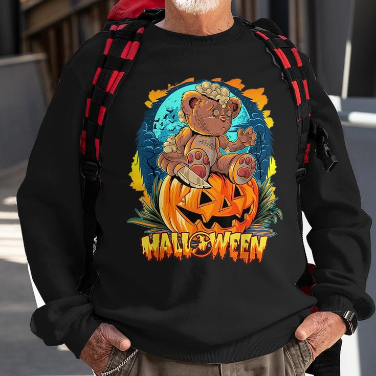 Halloween Special Scary Teddy Bear On Top Of Pumpkin Sweatshirt Gifts for Old Men
