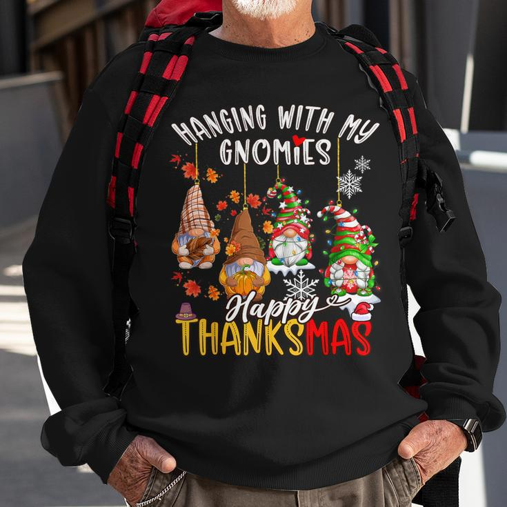 Hanging With My Gnomies Happy Thanksmas Thanksgiving Xmas Sweatshirt Gifts for Old Men