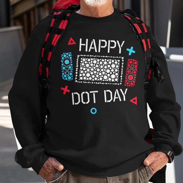 Happy Dot Day Gamers Boy Game Controller Colourful Polka Dot Sweatshirt Gifts for Old Men
