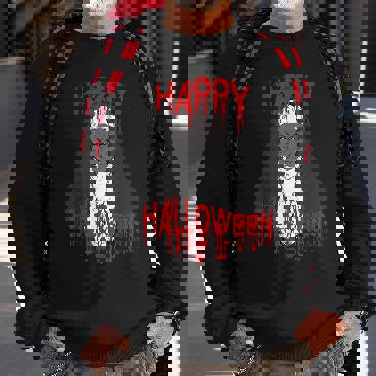 Happy Halloween Scary Nun Costume Cosplay Horror Gift Bloody Sweatshirt Gifts for Old Men