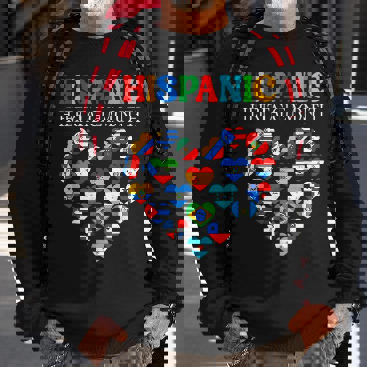 Happy National Hispanic Heritage Month All Countries Heart Sweatshirt Gifts for Old Men