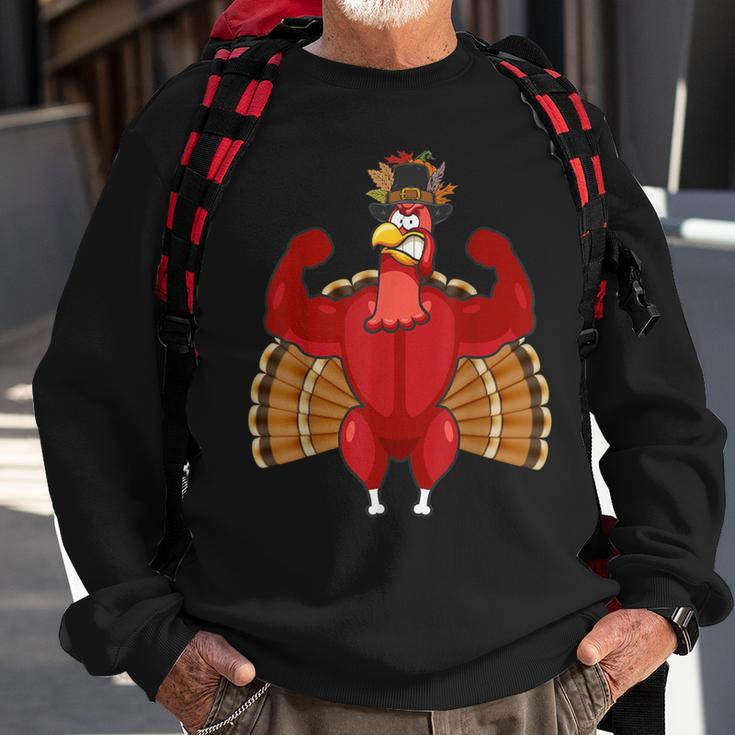 Happy Thanksgiving Turkey Workout Gym Leg Day Sweatshirt Gifts for Old Men