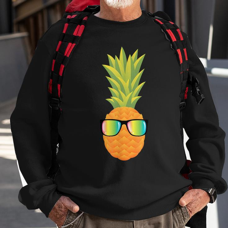 Hawaiian Pineapple With Sunglasses Illustration Gift Sweatshirt Gifts for Old Men