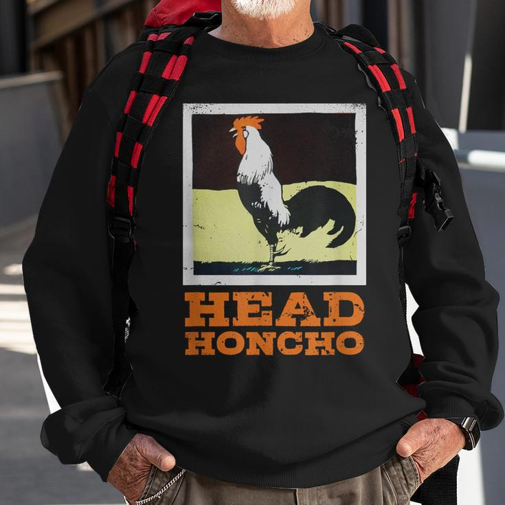Head Honcho Vintage Rooster Illustration Perfect Boss Sweatshirt Gifts for Old Men