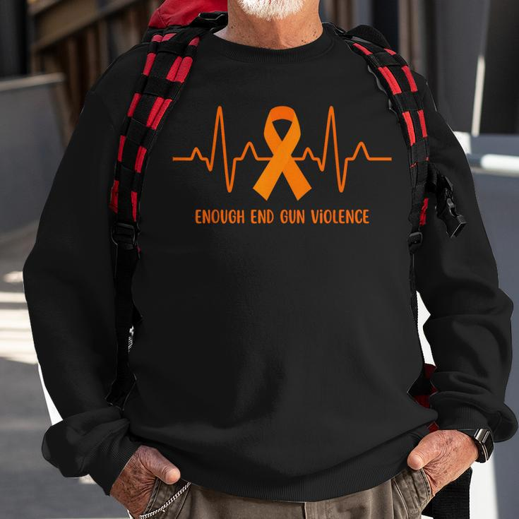 Heartbeat Enough End Gun Violence Awareness Orange Ribbon Sweatshirt Gifts for Old Men