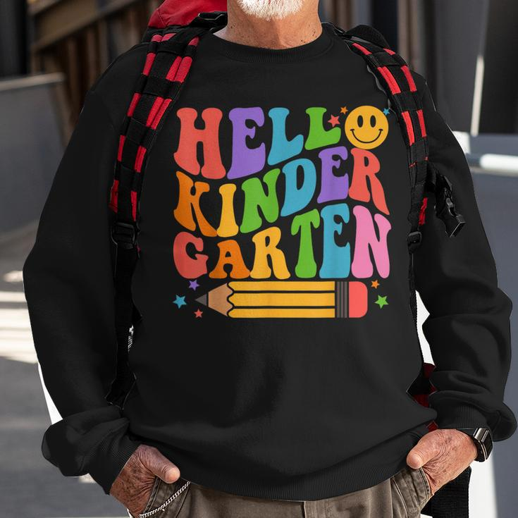 Hello Kindergarten Happy First Day Of School Kindergarten Hello Gifts Sweatshirt Gifts for Old Men