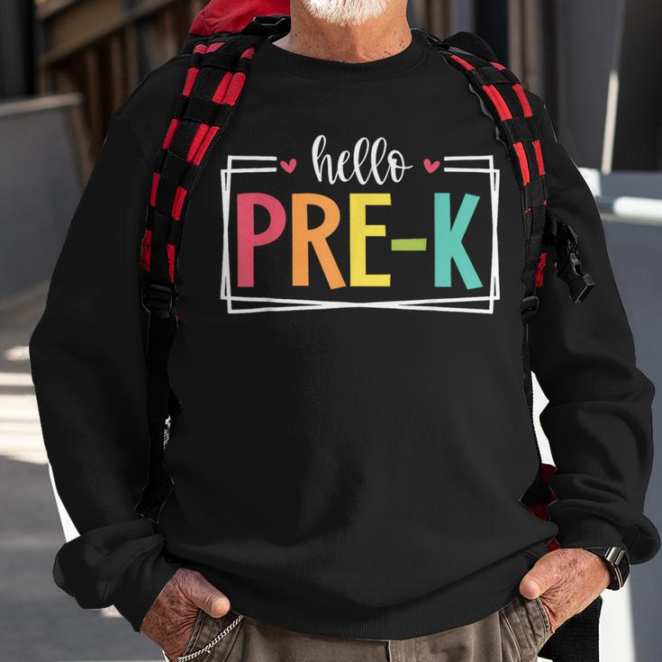 Hello Pre-K First Day Of School Welcome Back To School Sweatshirt Gifts for Old Men