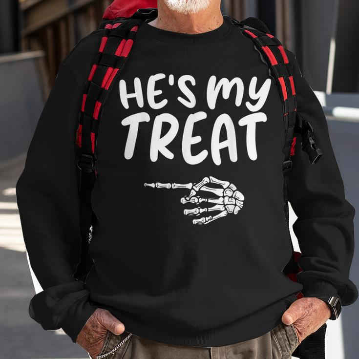 Hes My Treat Skeleton Matching Couple Halloween Costume Hers Sweatshirt Gifts for Old Men