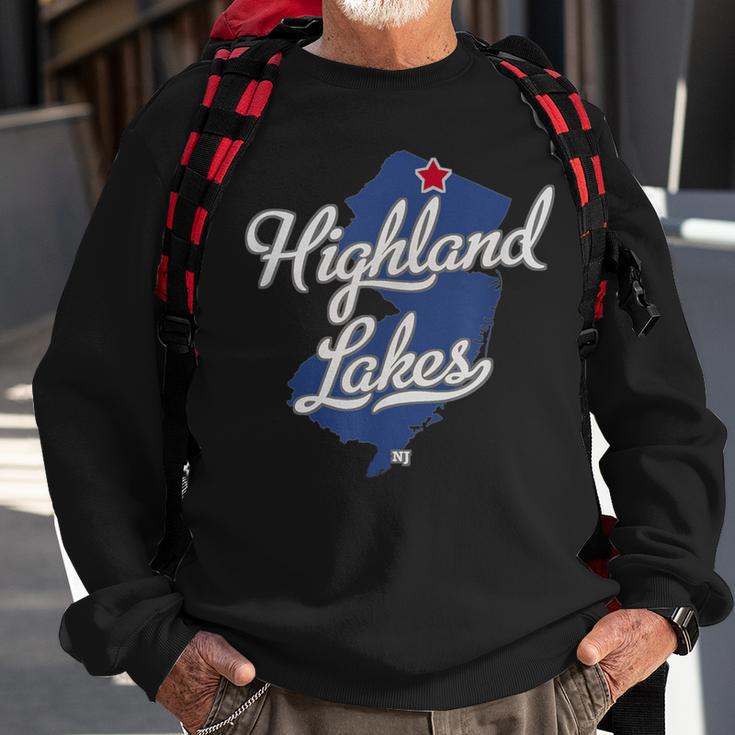 Highland Lakes New Jersey Nj Map Sweatshirt Gifts for Old Men