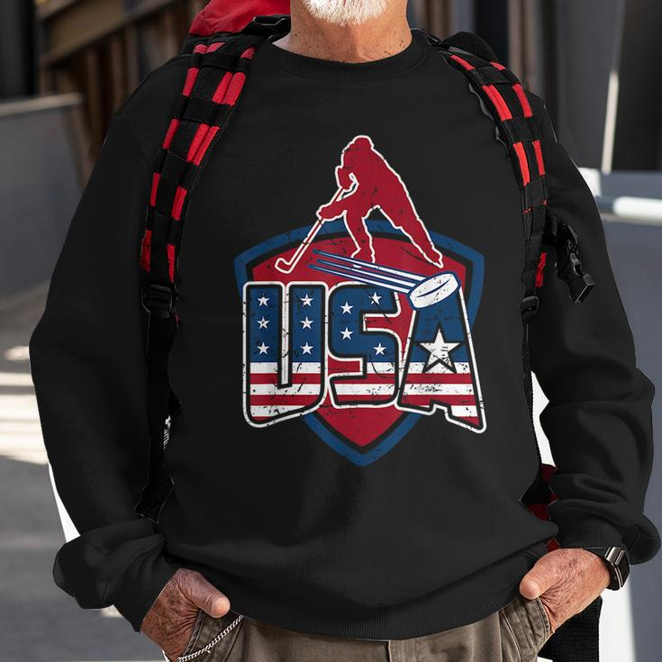 Hockey Usa 2018 Winter Games Red White And Blue Sweatshirt Gifts for Old Men